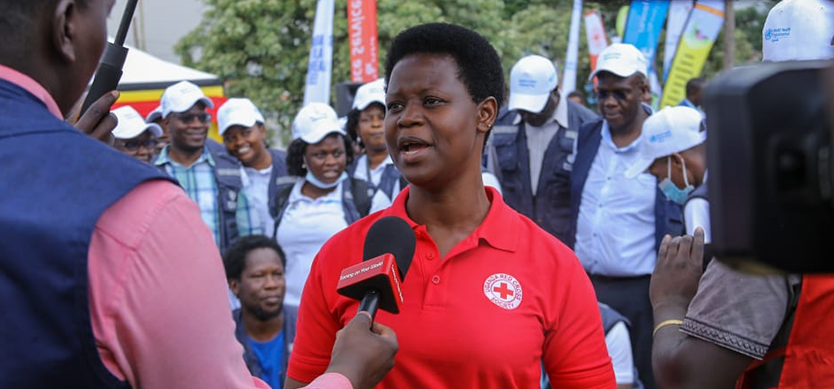 Director Health and Social Services, Uganda Red Cross Society - Dr. Josephine Okwera addressing the media in Mubende District during the end of Ebola outbreak declaration on 11th January, 2023.