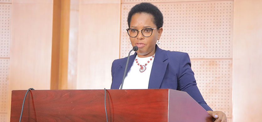 One of URCS’s corporate partners and Ed Eco Bank, Ms. Grace Muliisa giving her speech during the launch.